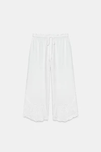 ZW COLLECTION LINEN BLEND EMBROIDERED TROUSERS