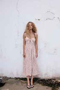 PRINTED POPLIN MIDI DRESS