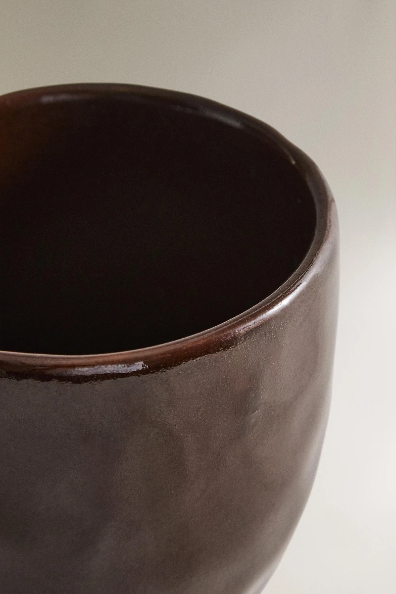 BROWN CERAMIC TOOTHBRUSH HOLDER