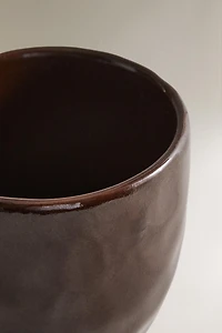 BROWN CERAMIC TOOTHBRUSH HOLDER