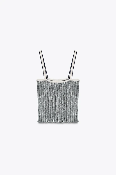 STRIPED CUT-OUT KNIT TOP