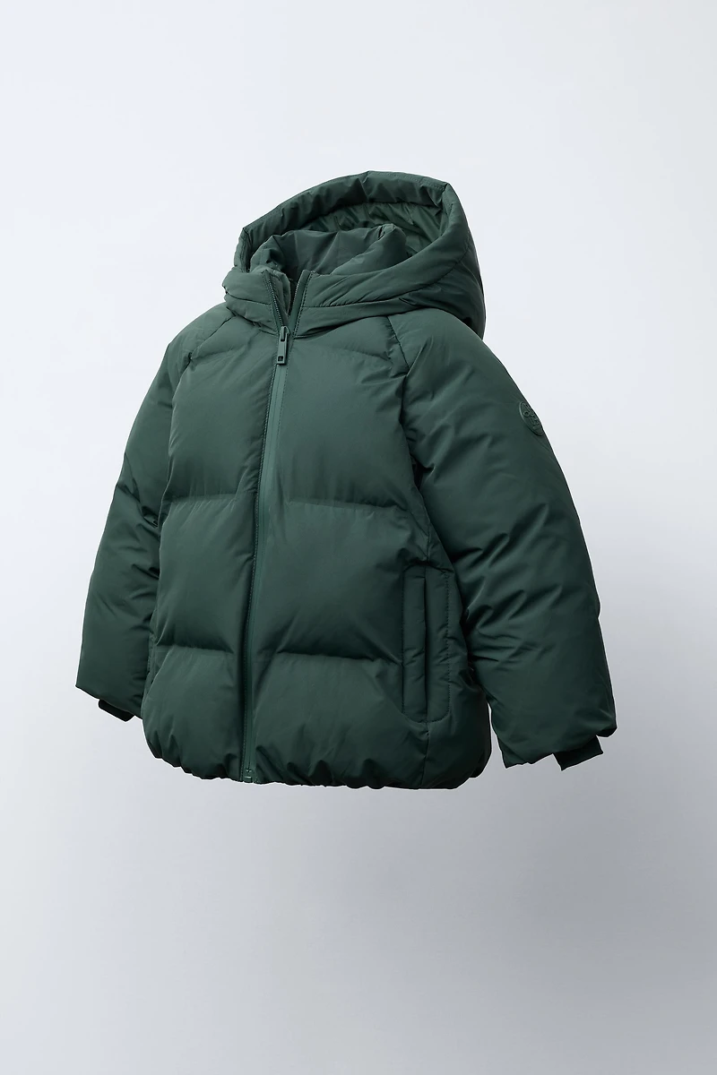 WATER REPELLENT HOODIE PUFFER COAT