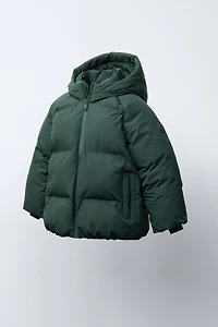 WATER REPELLENT HOODIE PUFFER COAT