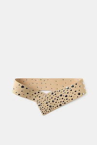 100% LEATHER WAIST BELT WITH STUDS