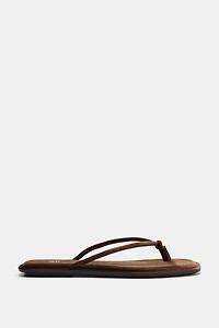 VELVET EFFECT FLAT SANDALS