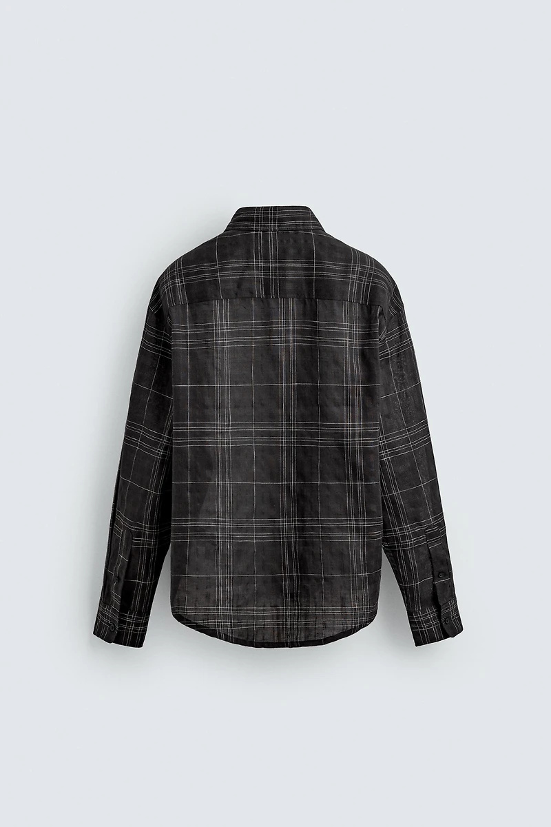 CHEMISE À CARREAUX LIN-COTON