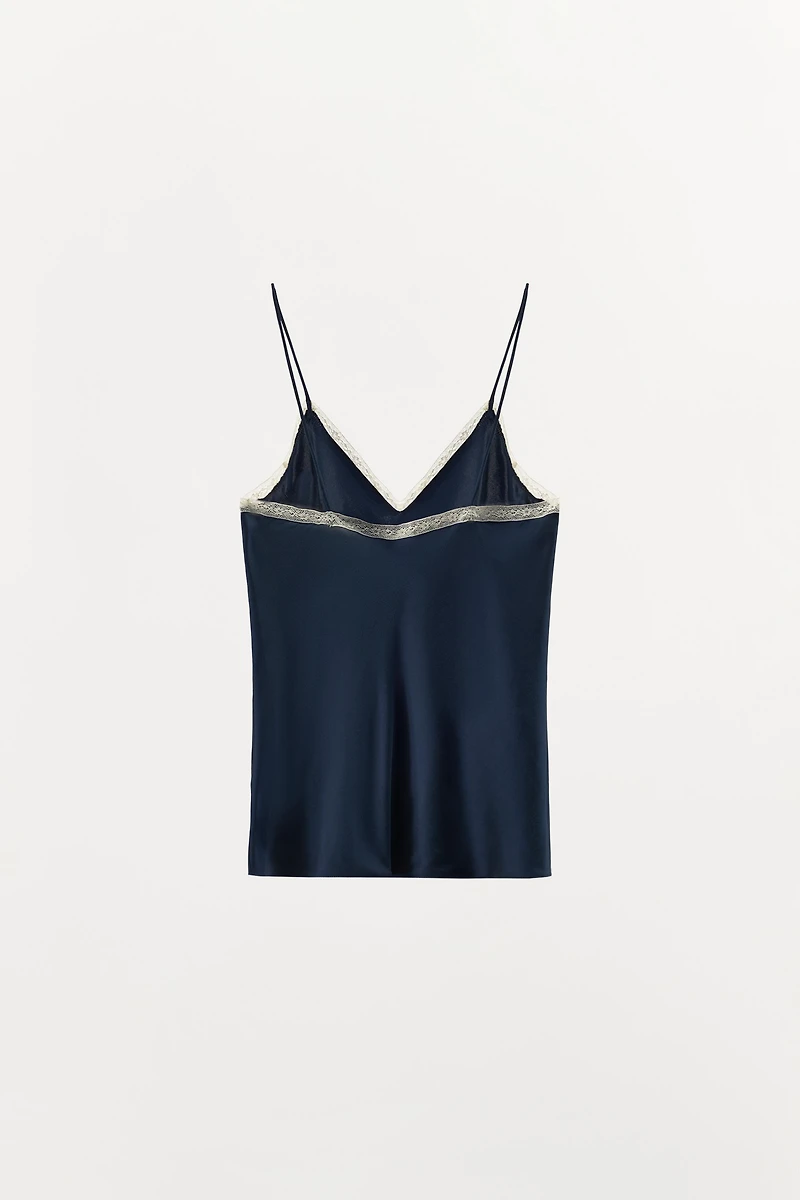 100% SILK LACE TRIM CAMISOLE