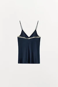 100% SILK LACE TRIM CAMISOLE