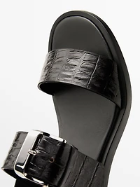 Mock croc embossed heeled sandals