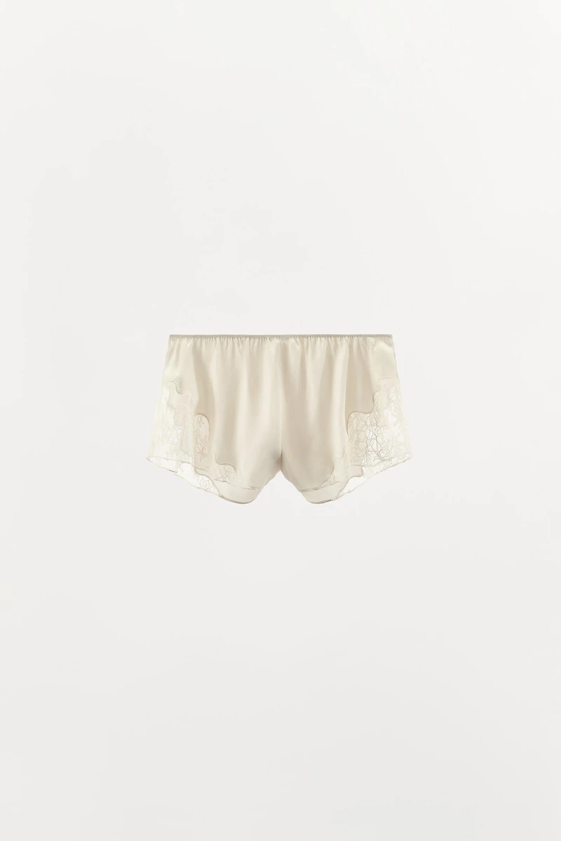 SATIN EFFECT LACE PAJAMA SHORTS