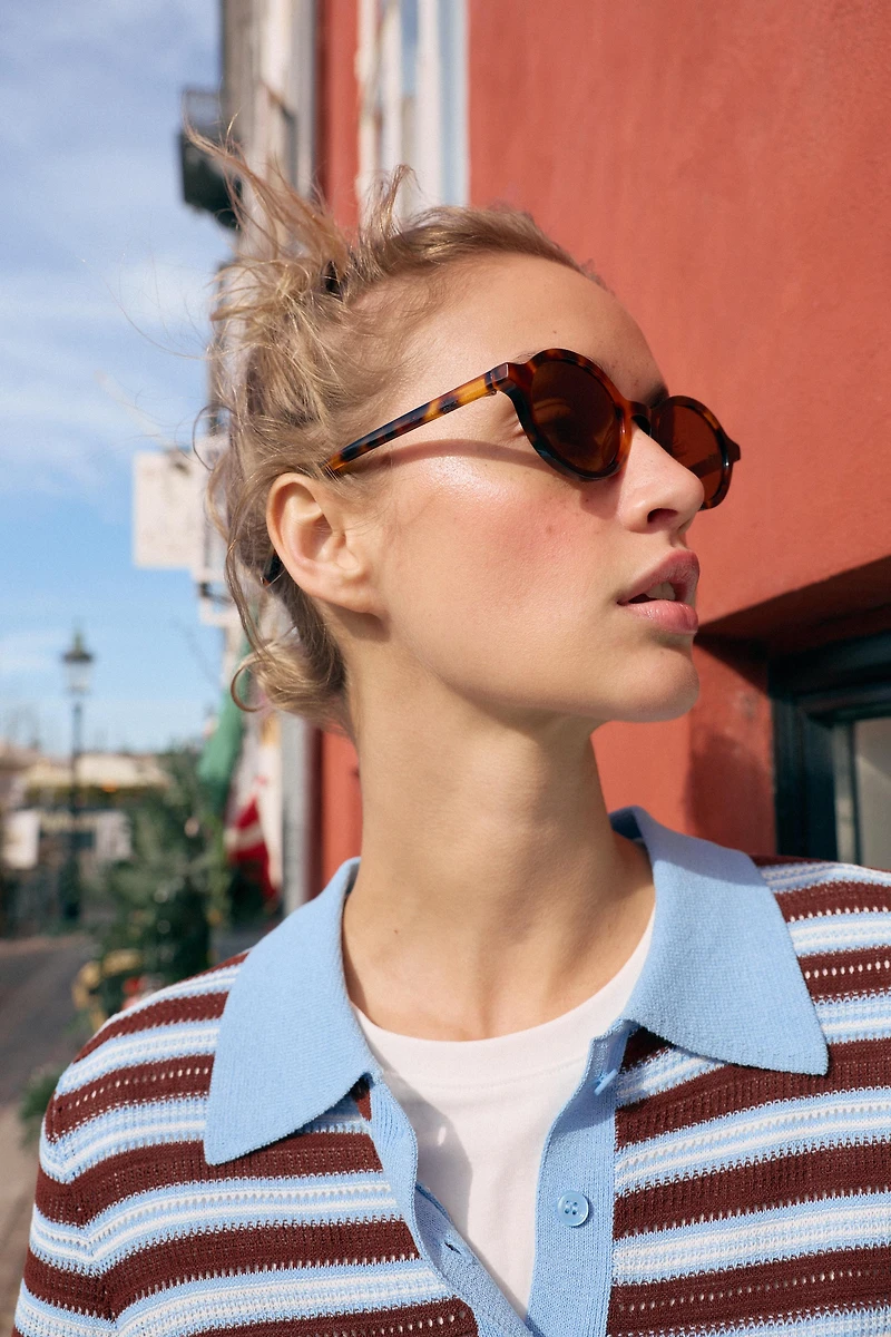 STRIPED KNIT POLO SHIRT