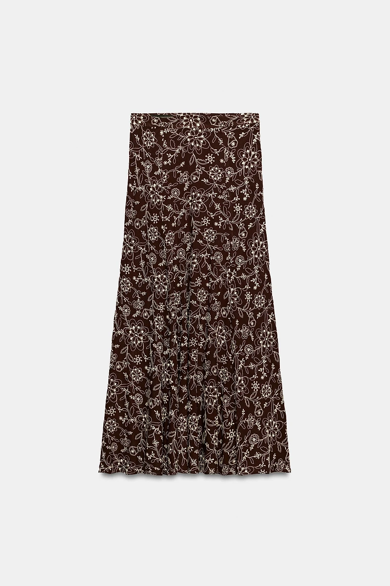EMBROIDERED MIDI SKIRT