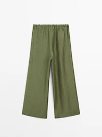 Pantalon droit fluide en lin mélangé