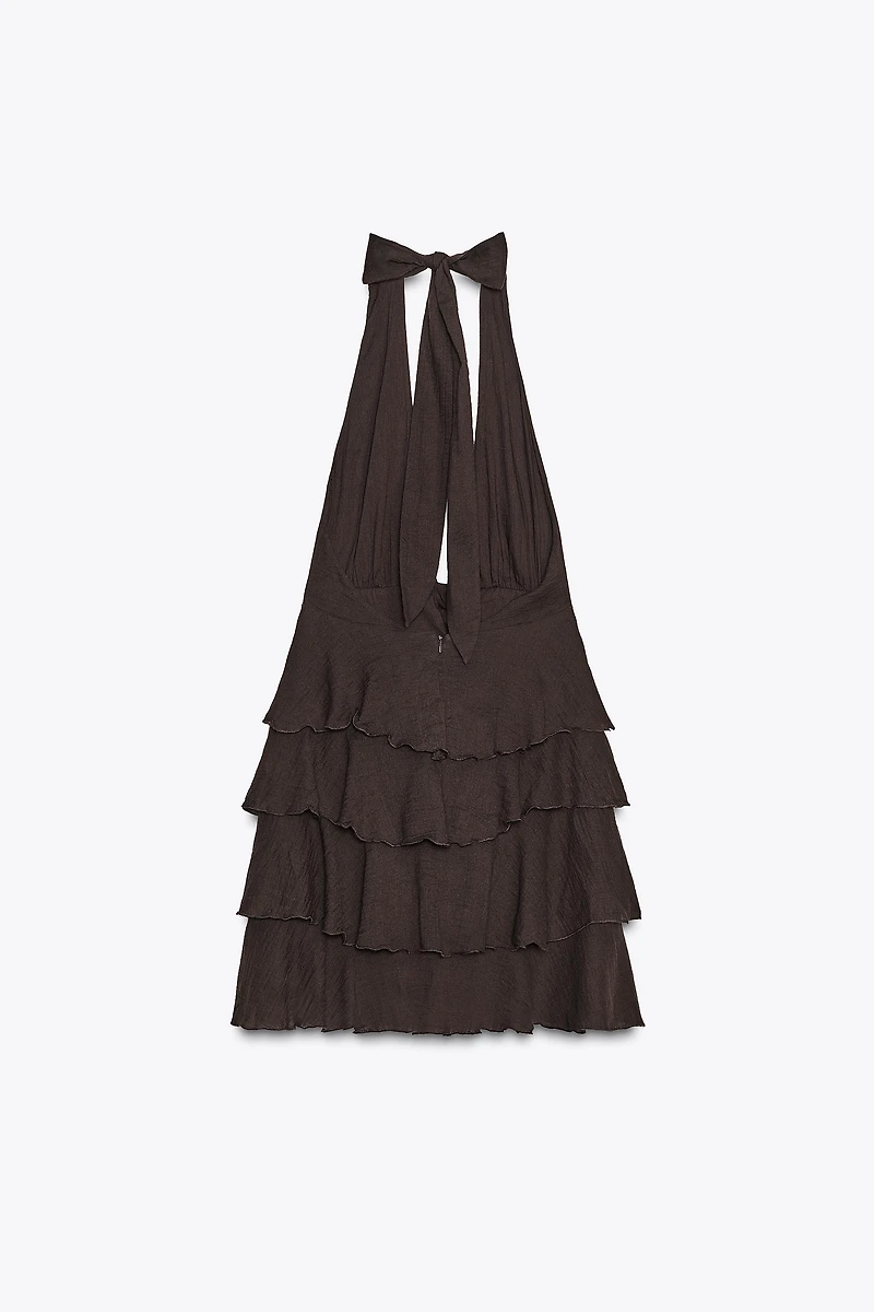 RUFFLED CHIFFON SHORT DRESS