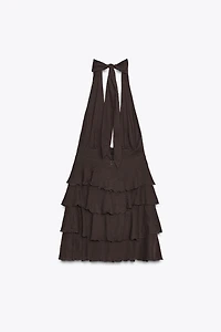 RUFFLED CHIFFON SHORT DRESS