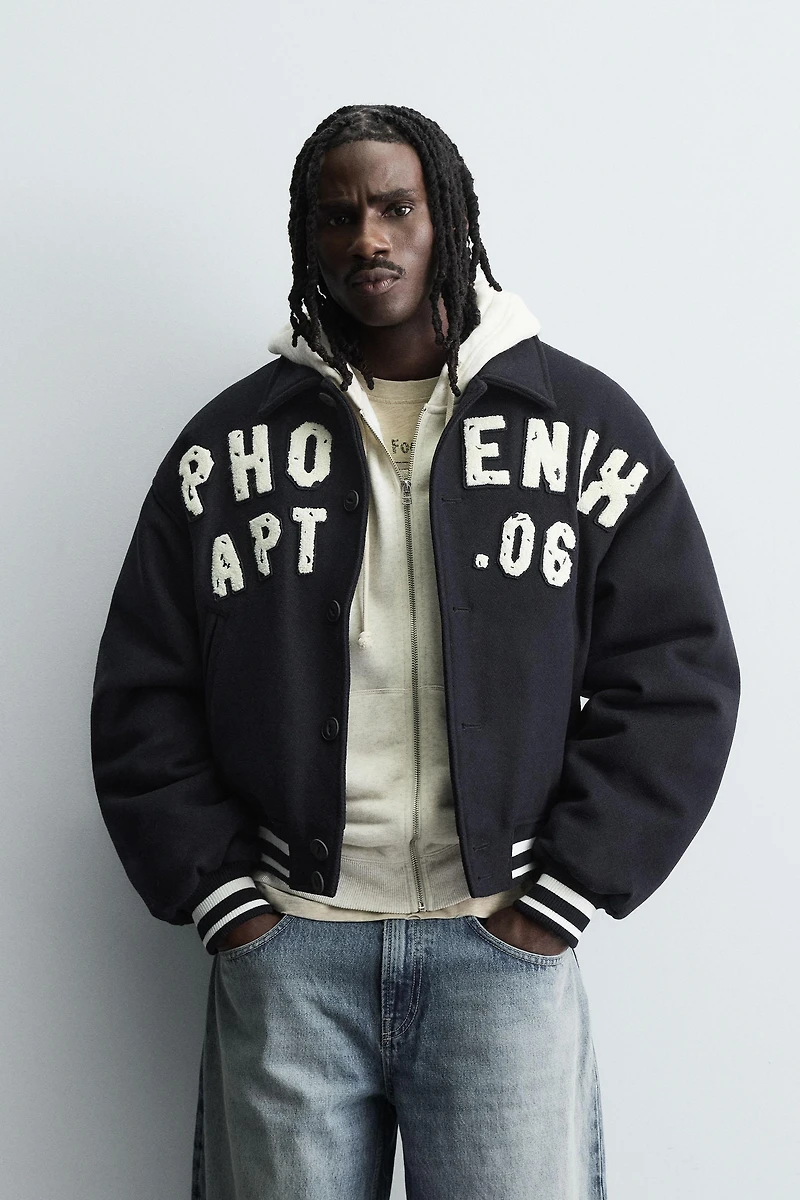 PATCHES QUILTED BOMBER JACKET