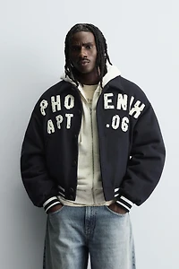 PATCHES QUILTED BOMBER JACKET