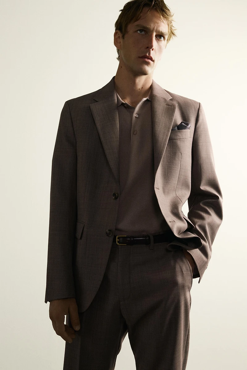 TEXTURED WOOL SUIT PANTS
