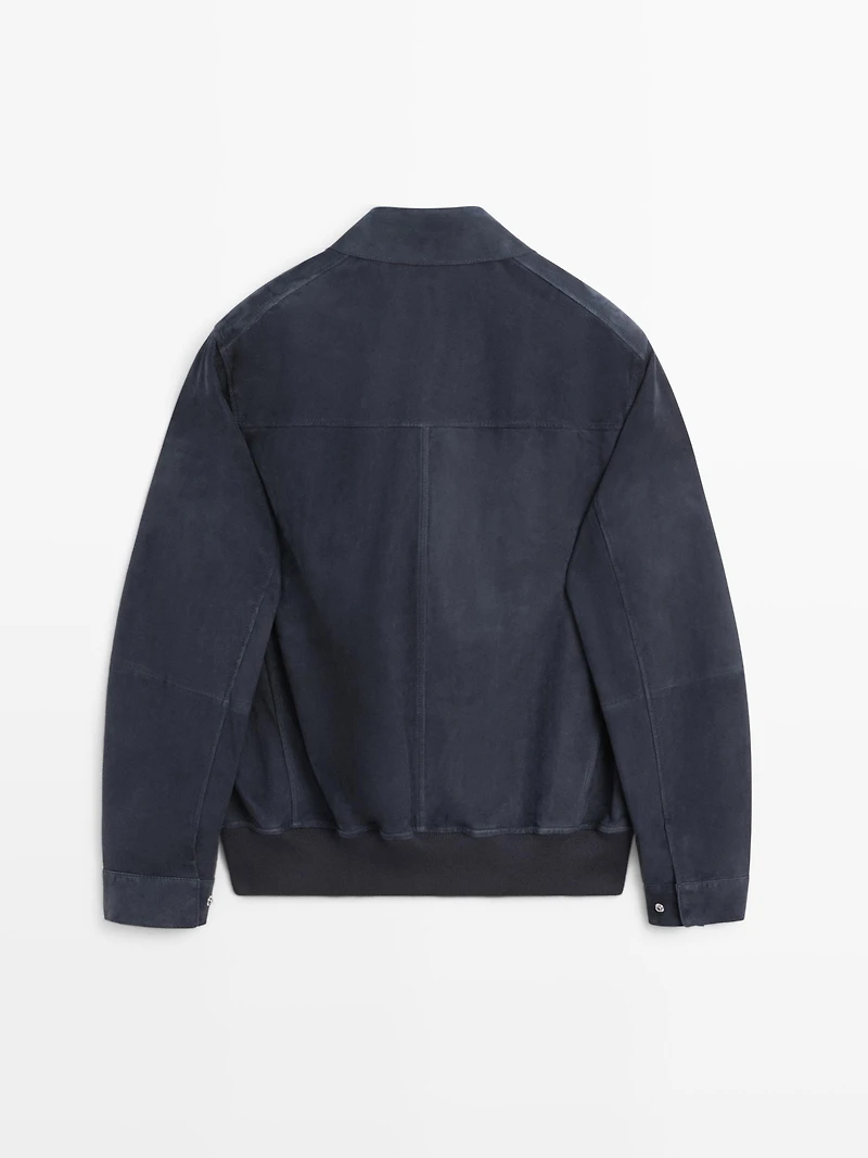 Blouson poches cuir daim