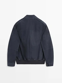 Blouson poches cuir daim