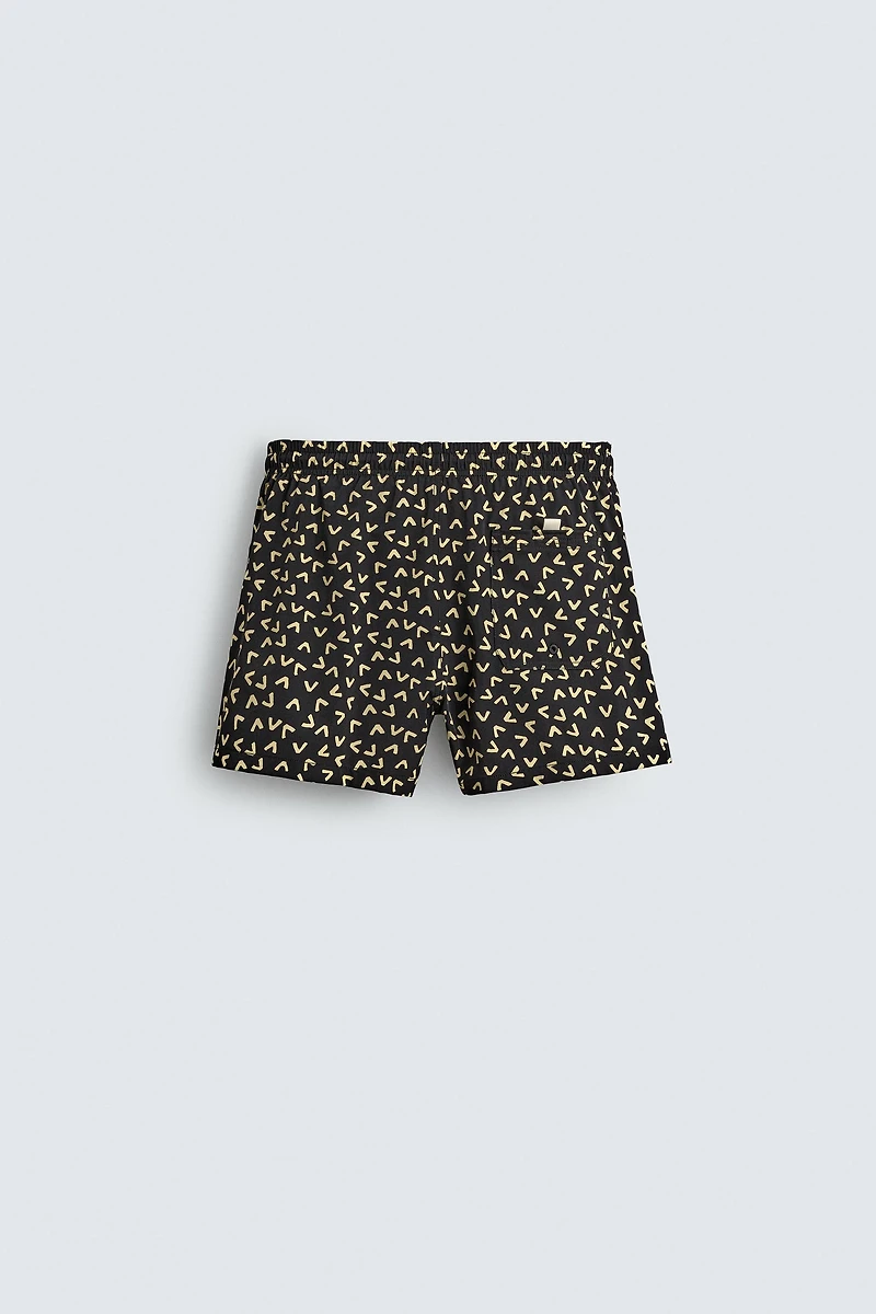 GEOMETRIC PRINT SHORT SWIMSUIT