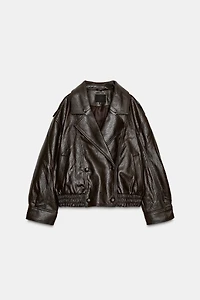 BLOUSON EN MATIÈRE SYNTHÉTIQUE AVEC COL AMOVIBLE