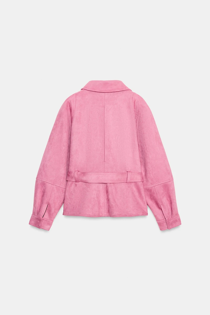 BLOUSON EFFET DAIM AVEC CEINTURE