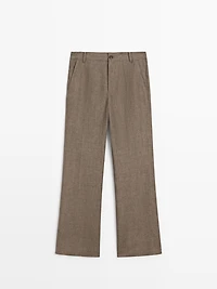 Kick flare cropped linen trousers