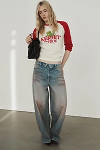 TRF FOLDED WAIST MID-RISE JEANS