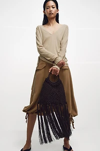 WOVEN KNOTTED FRINGE BAG