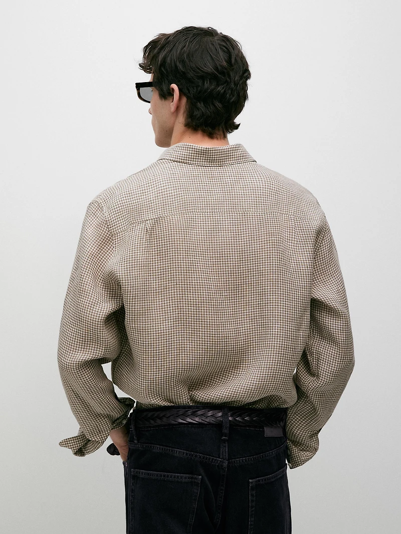 100% linen regular fit check shirt