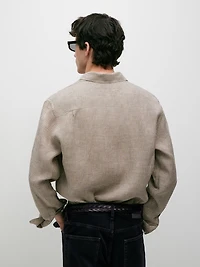 100% linen regular fit check shirt