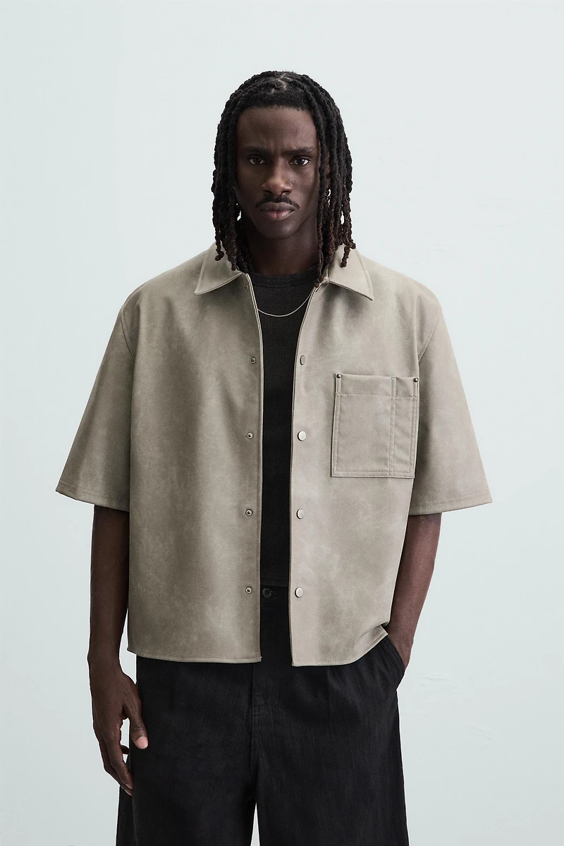 FAUX LEATHER OVERSHIRT