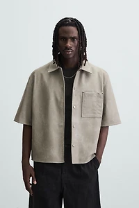 FAUX LEATHER OVERSHIRT