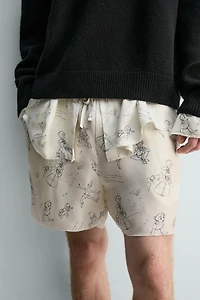 SHORT EN SOIE - VISCOSE PERSONNAGES PETER PAN HARRY LAMBERT FOR ZARA