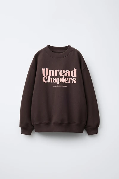 FLOCKED TEXT SWEATSHIRT