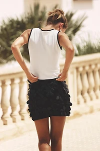FLORAL STRUCTURE KNIT MINI SKIRT