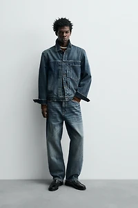 VESTE EN DENIM À PLIS