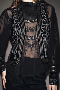ZW COLLECTION EMBROIDERED VELVET VEST