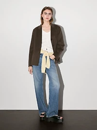 Blazer à col sartorial en laine mélangée