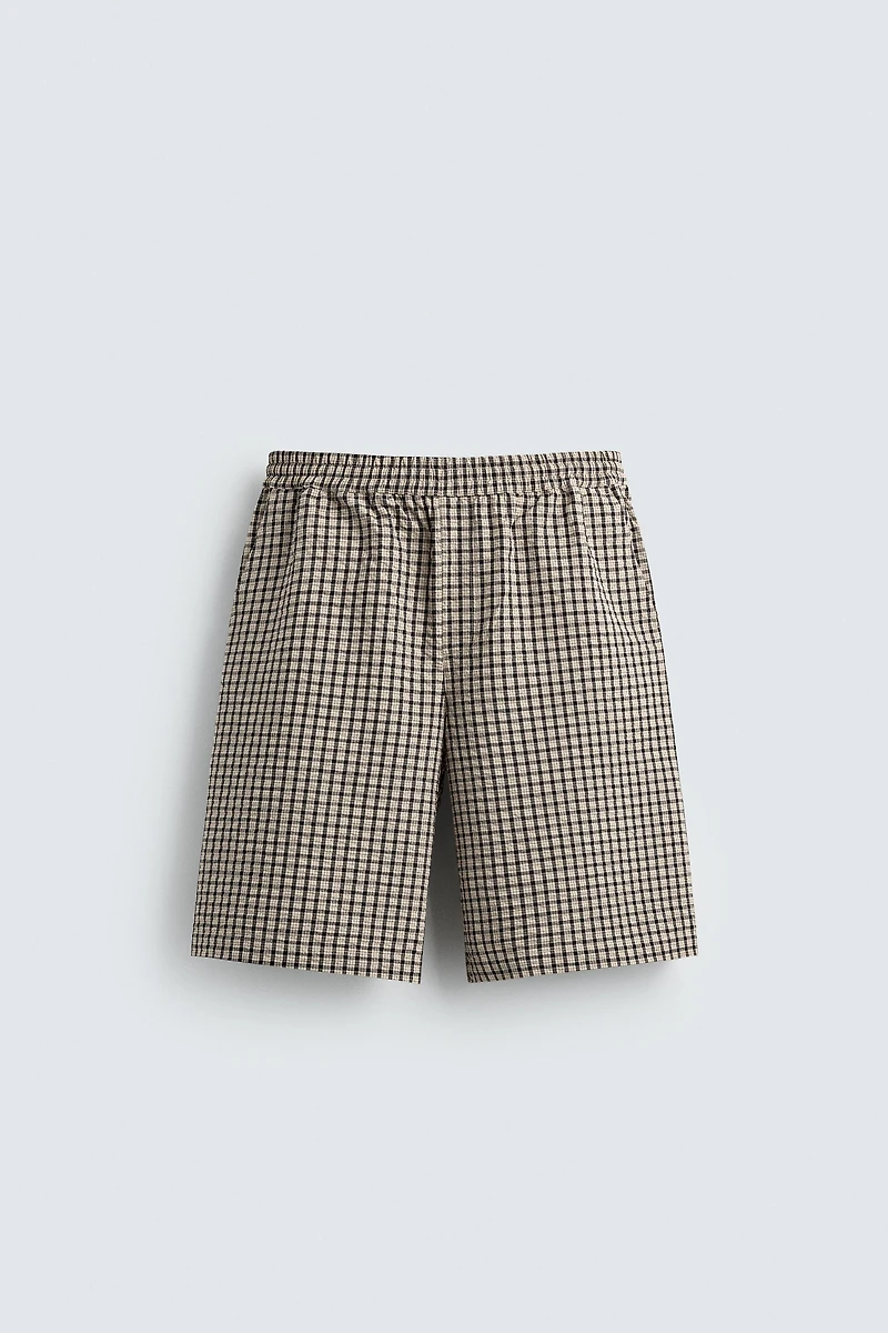 TEXTURED PLAID SHORTS