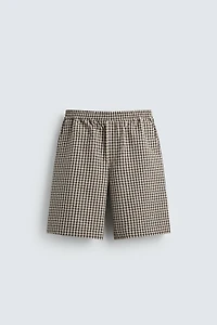 TEXTURED PLAID SHORTS