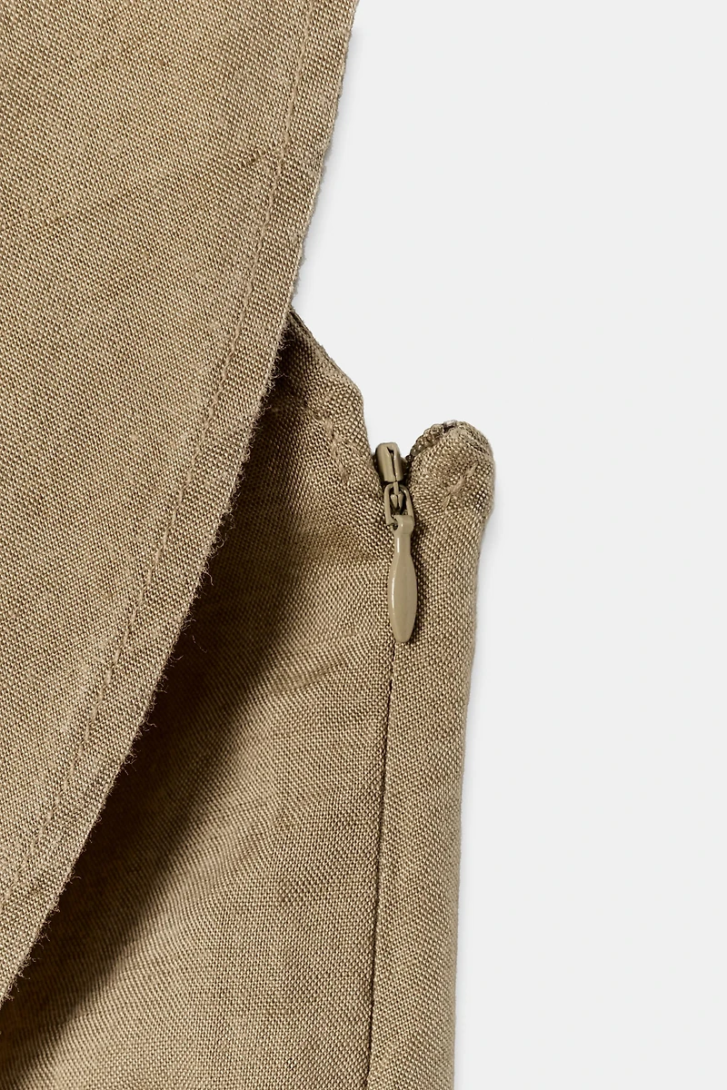 ASYMMETRIC LINEN HALTER TOP