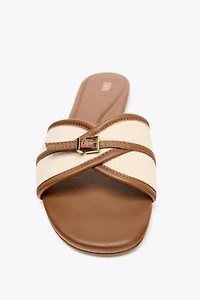 BUCKLE FLAT FABRIC SANDALS