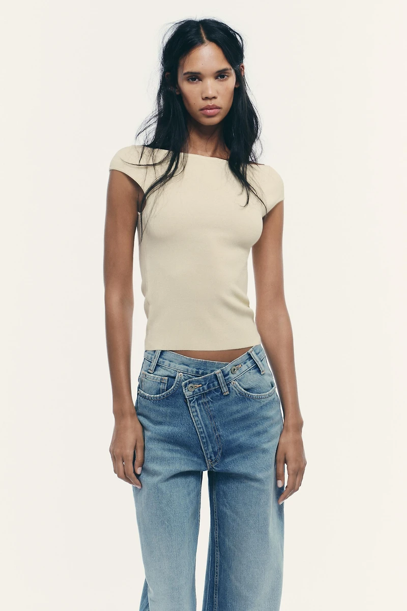 PLAIN KNIT BOAT NECK TOP