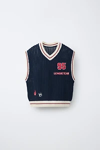GILET EN MAILLE STYLE VARSITY FOOTBALL
