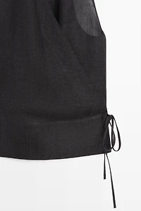 100% linen surplice halter top