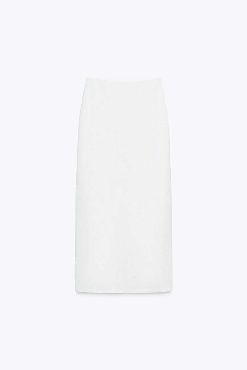 CUT-OUT KNIT MIDI SKIRT