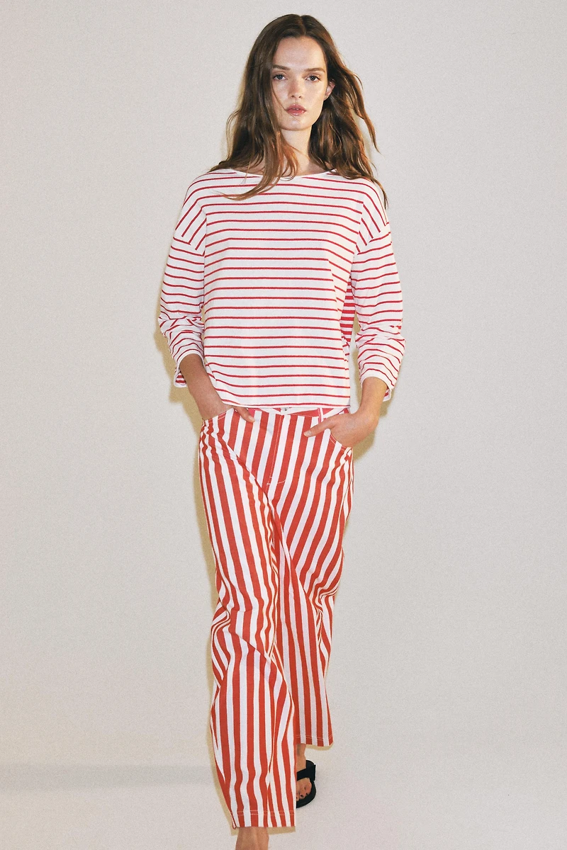 ZW COLLECTION STRIPED TAPERED JEANS