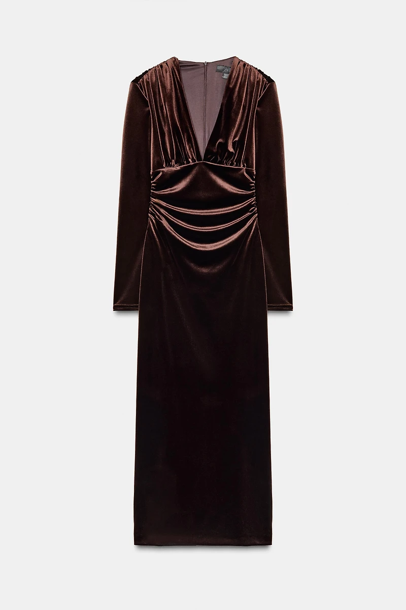 ROBE MI-LONGUE DRAPÉE EN VELOURS